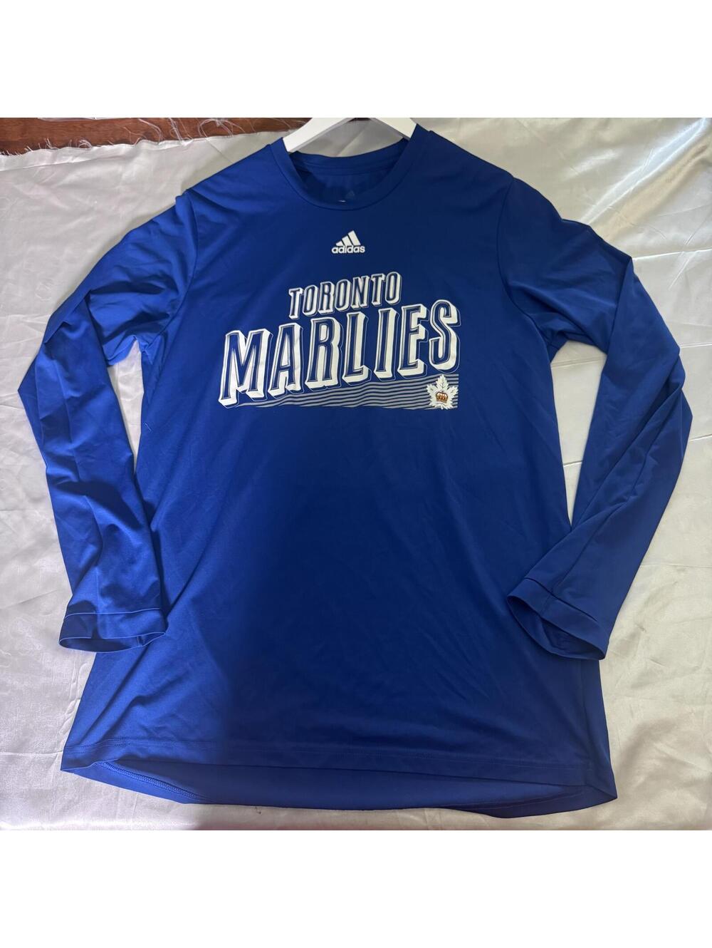 Adidas Toronto Marlies Long Sleeve Performance Shirt Blue Men’s Large AHL Hockey